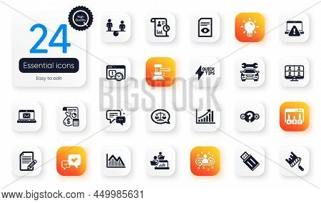 Set Of Education Flat Icons. Car, E-mail And Report Elements For Web Application. Recruitment, Artic