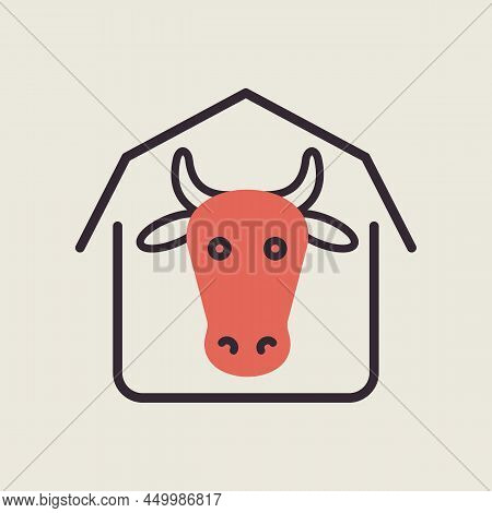 Cowshed Flat Icon. Farm Animal Sign. Graph Symbol For Your Web Site Design, Logo, App, Ui. Vector Il