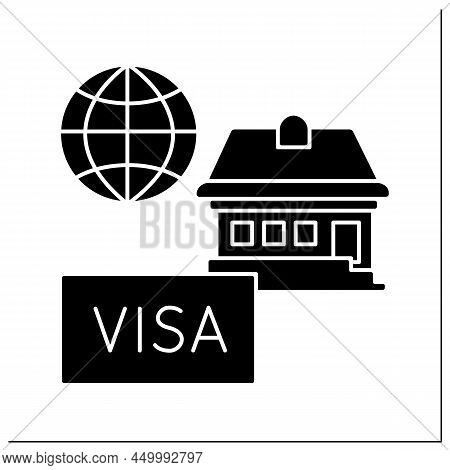 Residence Line Icon. Temporary Residence For Citizens. Embassy Help. Embassy Service Concept.filled 