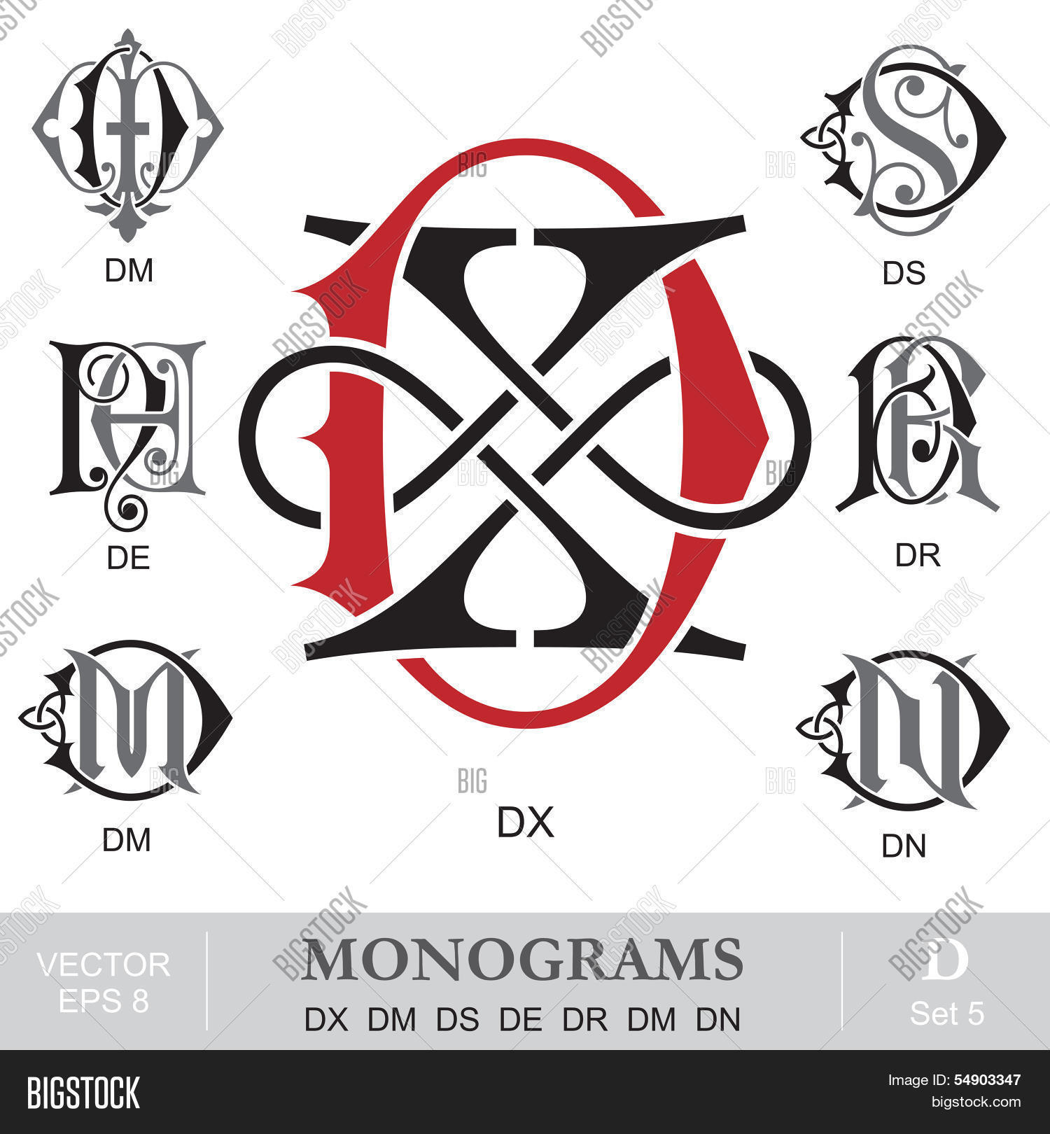 Dsx Monogram Vintage Monograms DX Vector & Photo (Free Trial) | Bigstock