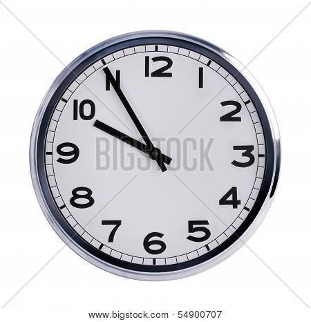 Round Office Clock Shows Ten O'clock