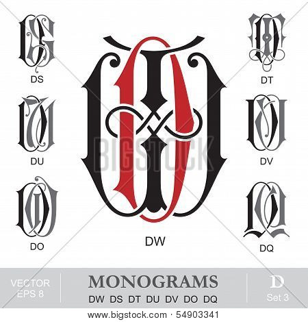 Vintage Monograms DW DS DT DU DV DO DQ