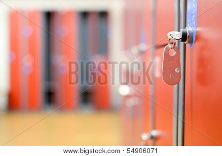 Changing Room With Metal Lockers