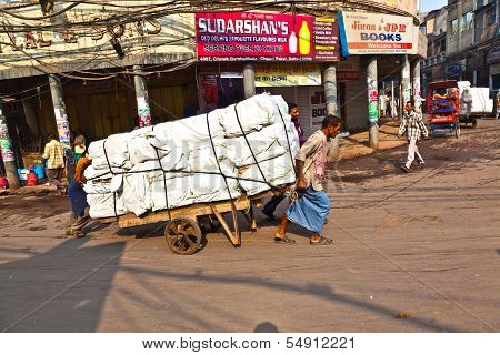 People On The Street Of Chawri Bazar, The Wholesale Market Of  Old Delhi