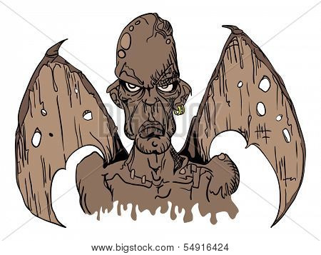 cartoon illustration of evil demon with wings