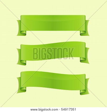 Set Of Green Sleek Web Ribbon