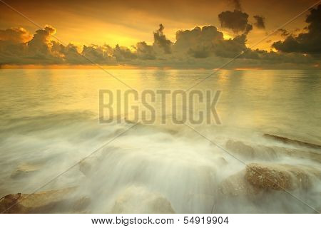 Sea stones at sunset