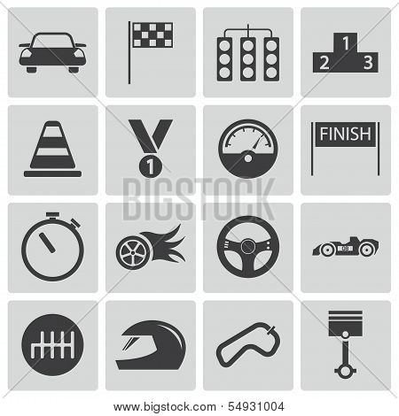 Vector black  racing icons set