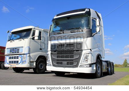 Two White Volvo Fh Trucks