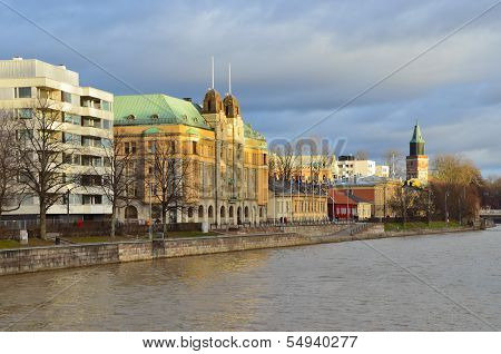 Turku, Finland. Aurajoki Riverside