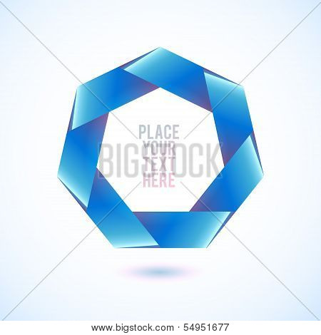 Blue heptagon shape on white background