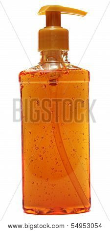 Plastic Bottle with liquid soap on white background .shampoo
