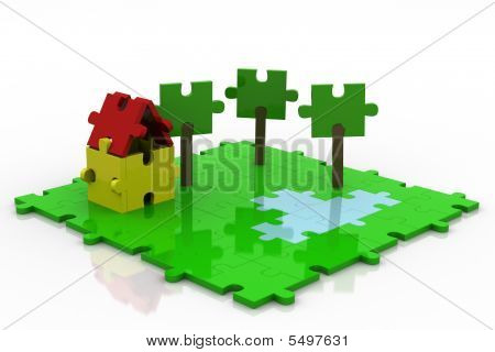 บ้านปริศนา 3D สีสัน