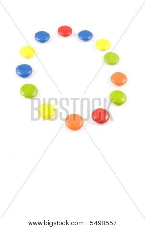 Letter O Made Of Colored Smarties