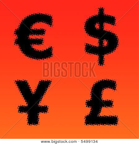 Simboli di valuta retini vettoriali