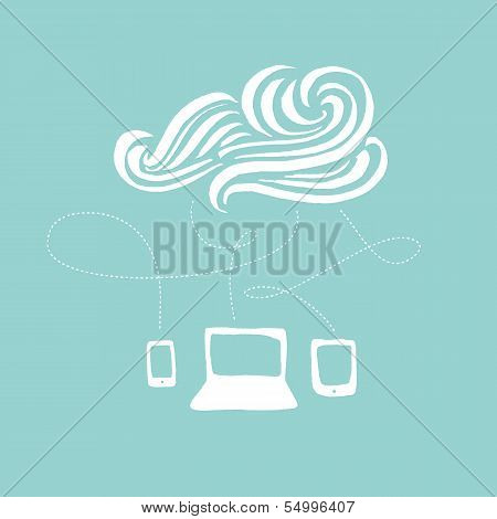 Cloud Computing hand-drawn illustration