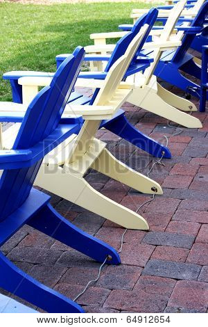 Blue and Yellow Adirondack Chairs