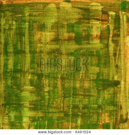 Abstract acquerello verde, marrone, giallo con trama tela