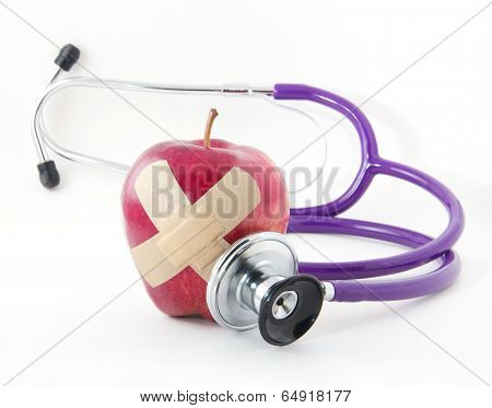 Bandaged Apple with Stethescope