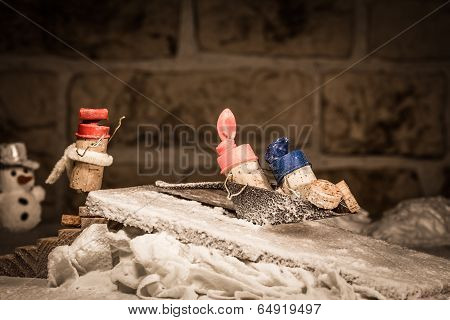 Wine Cork Figures, Concept Funny Sledging