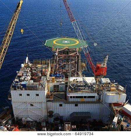 Top View Of Offshore Drilling Rig Towards The Bow Leg