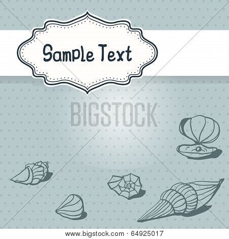Blue Card With Hand Painted Shells