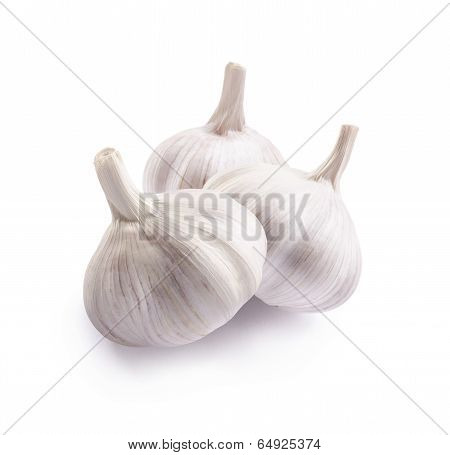 Garlic Bulbs Isolated On White Background