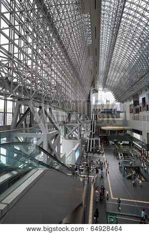 KYOTO, JAPAN - MAY 29, 2008: Kyoto Station was built in 1997, is the second largest station in Japan and one of the major hubs of the country. Complex, 470 m long and 238,000 square meters of area.