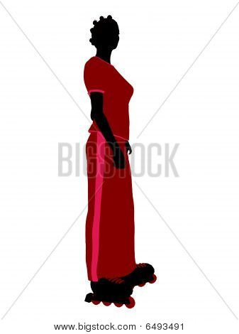 Silhueta feminina afro-americano Roller Skater