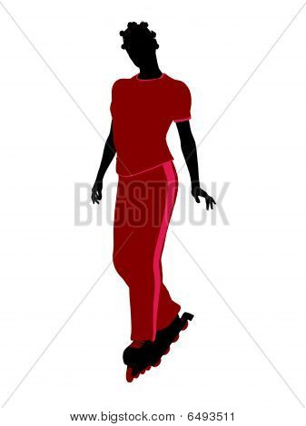 Silhueta feminina afro-americano Roller Skater