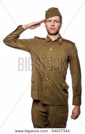 Russian soldier saluting