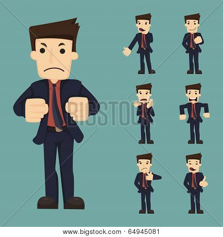 Set Of Businessman Characters Poses