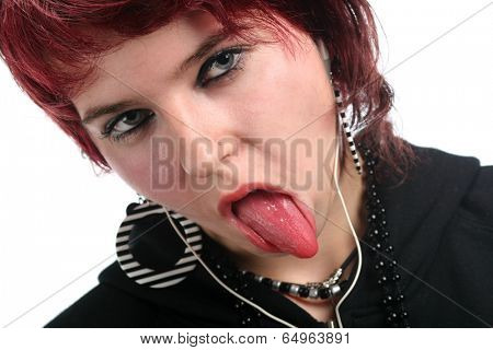 Bored teen showing you her tongue