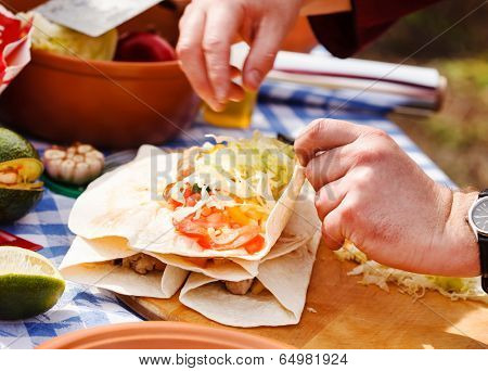 chef making tortilla