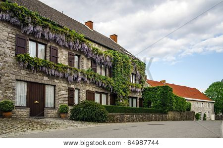 Traditional Street View Of Belgium Village