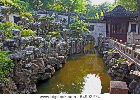 Chinese Stone Garden, Shanghai, China, Oil Paint Stylization