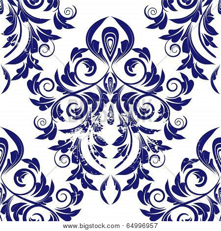 Seamless Blue Damask