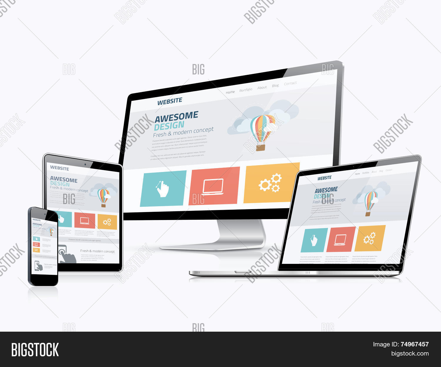 Flat Responsive Web Vector & Photo (Free Trial) | Bigstock