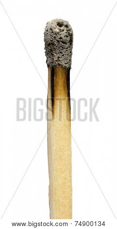 burned match on white backgroubd with path