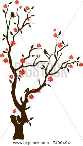 Oriental Cherry With Birds.eps