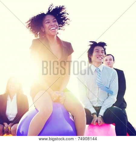 Business People Outdoors Cheerful Exercise Concept