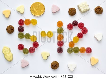 Five December Spelled With Holiday Candy