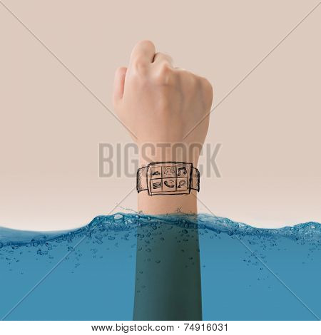Smart watch concept of waterproof, growth, new, come out etc.