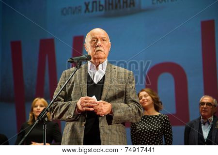 MOSCOW - OCTOBER, 8 : Director Stanislav Govorukhin. Premiere of the movie Weekend, October,8, 2014 at Octyabr Cinema in Moscow, Russia
