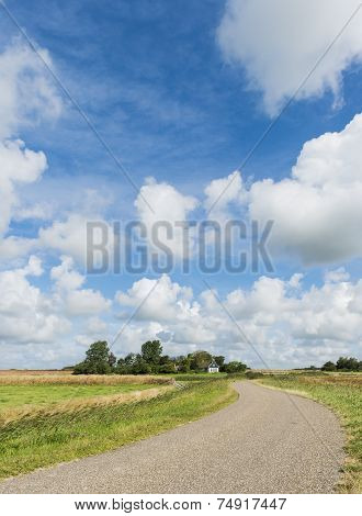 Road On Texel With Clouds