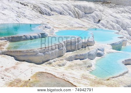 Travertine pools and terraces in Pamukkale, Turkey