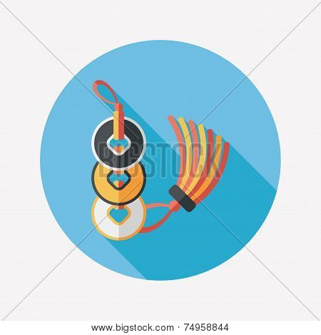 Chinese New Year Flat Icon With Long Shadow,eps10, Ancient Coins Lucky Pendant Means 