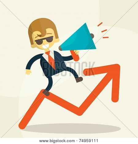 businessman  public speaking on a megaphone