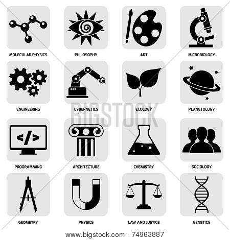 Science areas icons black