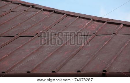 Bad condition metal roof surface.